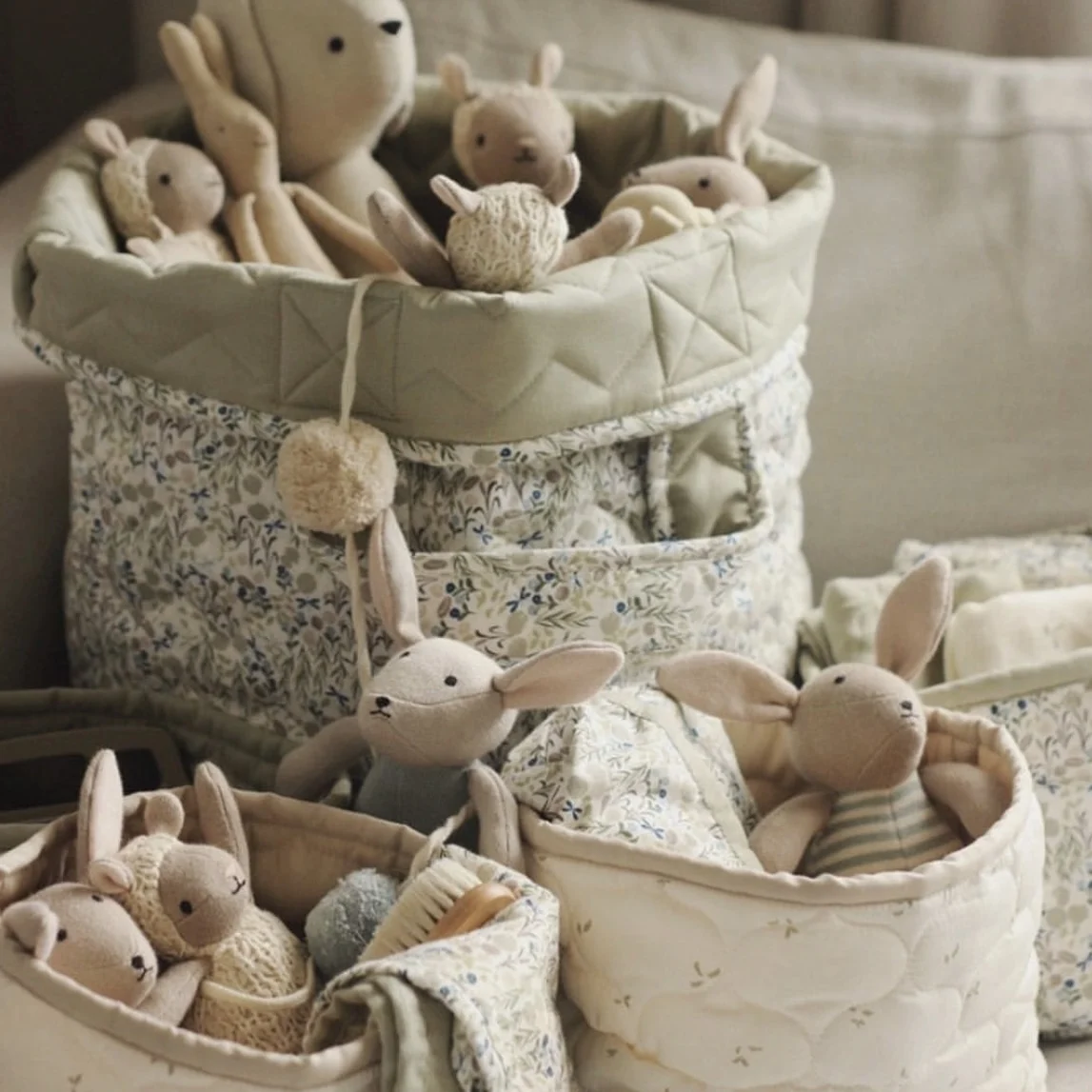 Washable Cotton Basket Small Size Desktop Sundries Rope Trash Basket Machine Washable Laundry Storage Basket With Handles