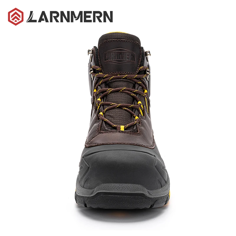 LARNMERN S3 Composite Toe Safety Boots for Men Genuine Leather Safety Work Shoes Oil Resistant Waterproof Puncture Proof EVA