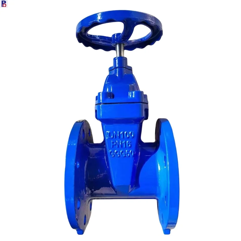 ISO Certificated Ductile Iron Body DIN3352 DN100 PN16 WCB Stem Handle Lever Actuator Rubber Seal Gate Valve