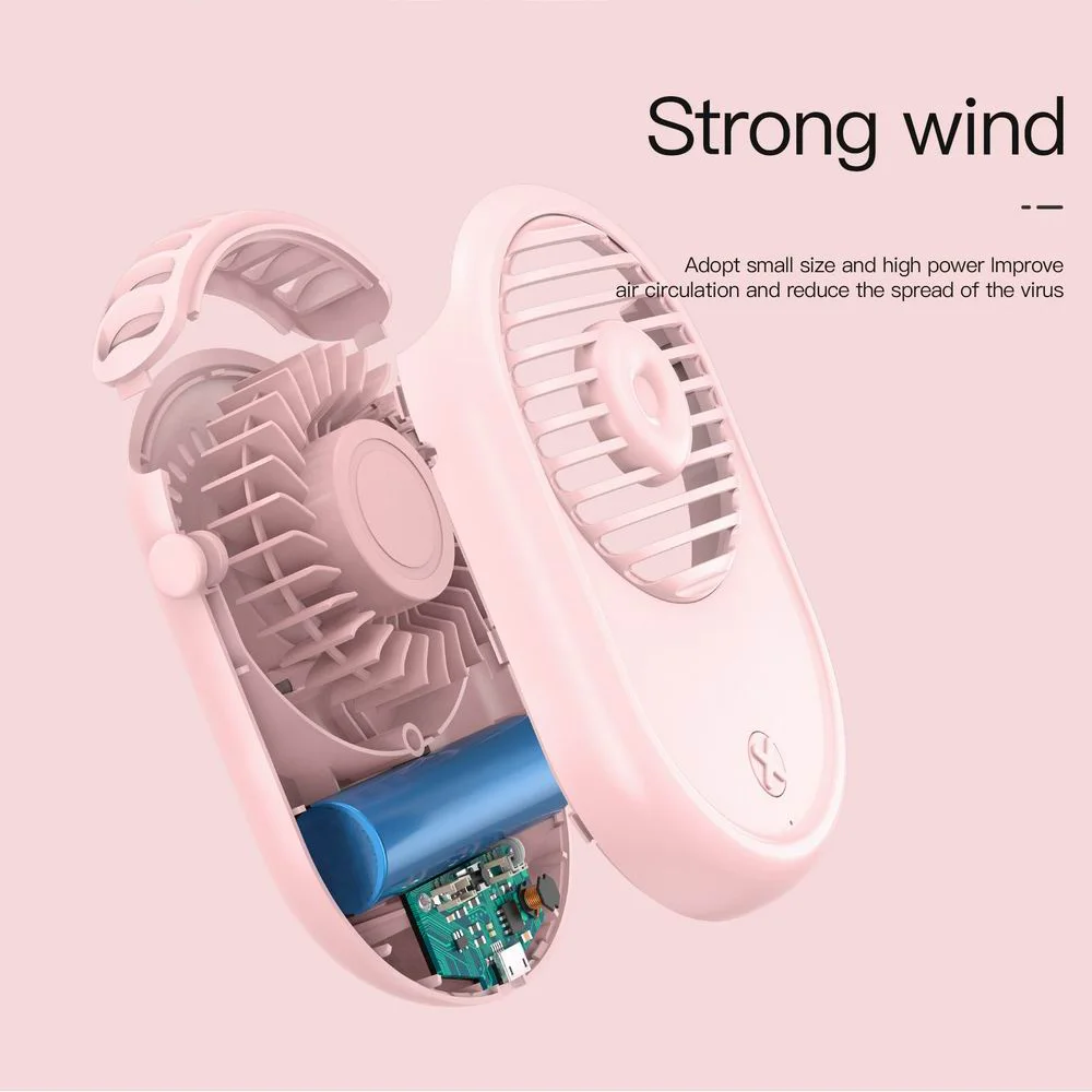 2023 Hands-free Mini Portable USB Rechargeable Outdoor Sports Lazy Hanging Neck Band Waist Wrist Portable Fan