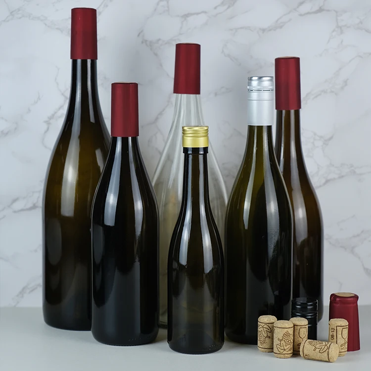 wholesale 187ml 750ml 1500ml burgundy red wine bottle dark green empty luxury whisky vodka champagne wine