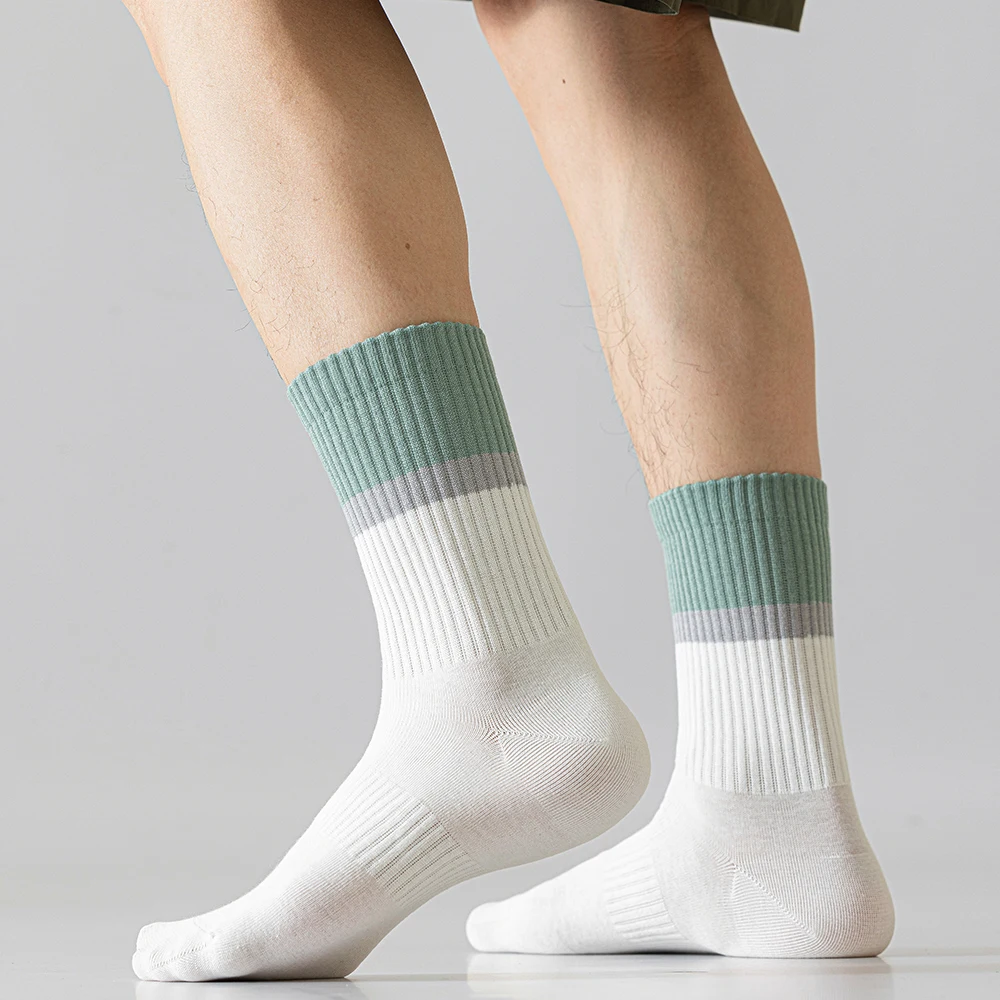 OEM seamless toe drop shipping Sock Men business Chaussettes cotton socks Customize stripe Unisex Crew Socks