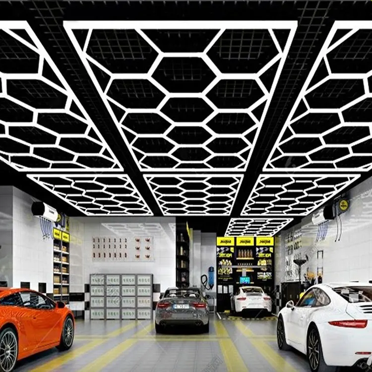Шестигранный светодиодный светильник для автомойки потолочный автомагазина и гаража 110-265 в шестигранные
