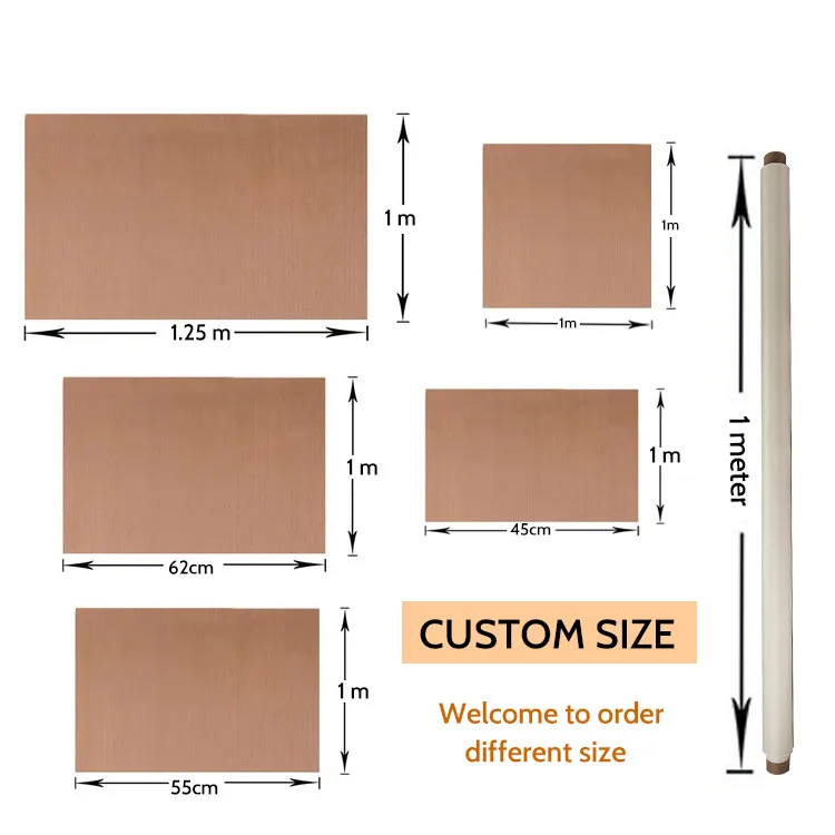 Custom White Color Industry 1.25m*1m Roll PTFE High Temperature Fabric for Heat Transfer