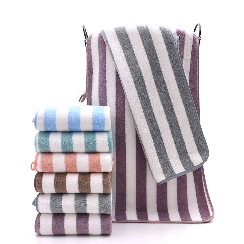 Thickened microfiber absorbent bath towel coral velvet warp knitted bath towel