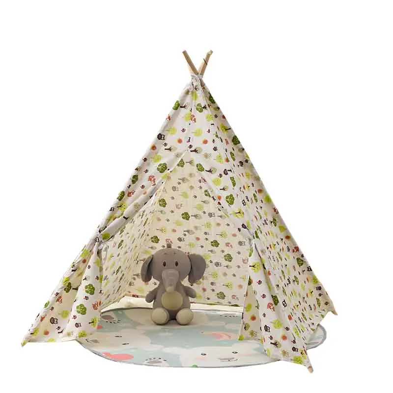 1.1M Kids  Play House Triangle Game Tent Kids Teepee Tent Cotton  Teepee For Children Toddler Indoor Outdoor Funny