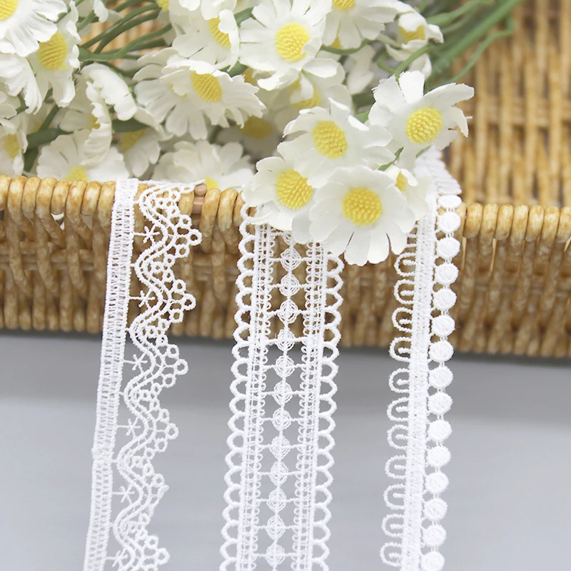 Top quality white various pattern lace accessories DIY 100% polyester water soluble lace for garment