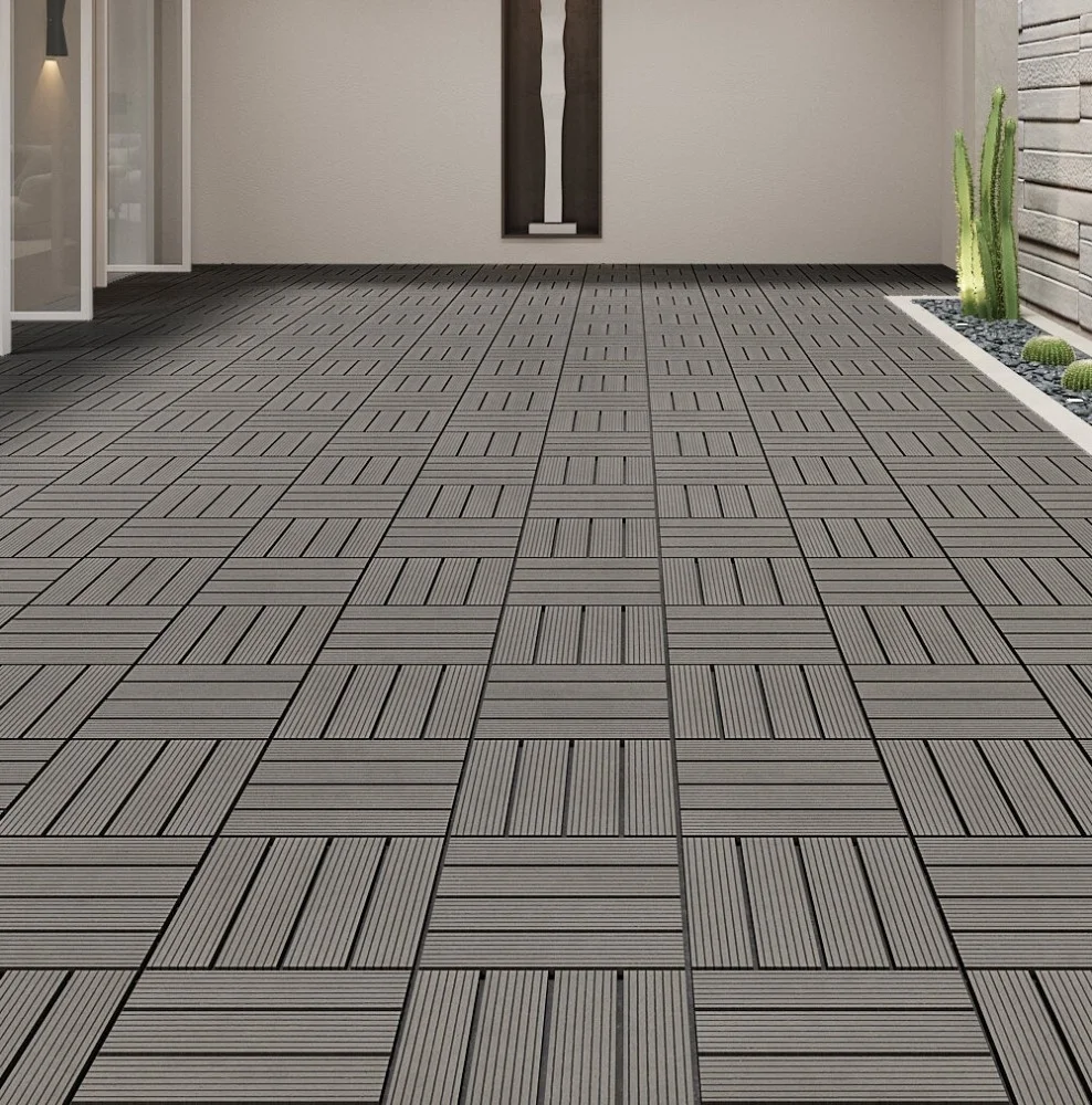 Outdoor waterproof WPC flooring tiles garden composite wood plastic DIY deck tiles WPC deck tiles