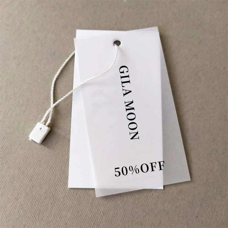 Printed Logo Clear Pvc Hangtags Garment Clothes Custom Hang Tags Luxury Swing Tags Set String Pin Design Paper Clothing Tag