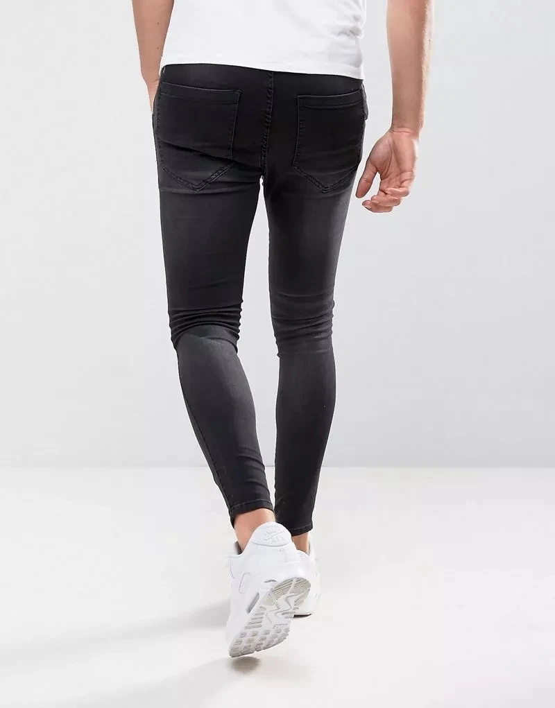 
Hot selling Ripped Stretch Mens Jeans Pencil Elastic Waist Casual Pants Boys Damage Disstred Trousers With Zipper Fily Closured 