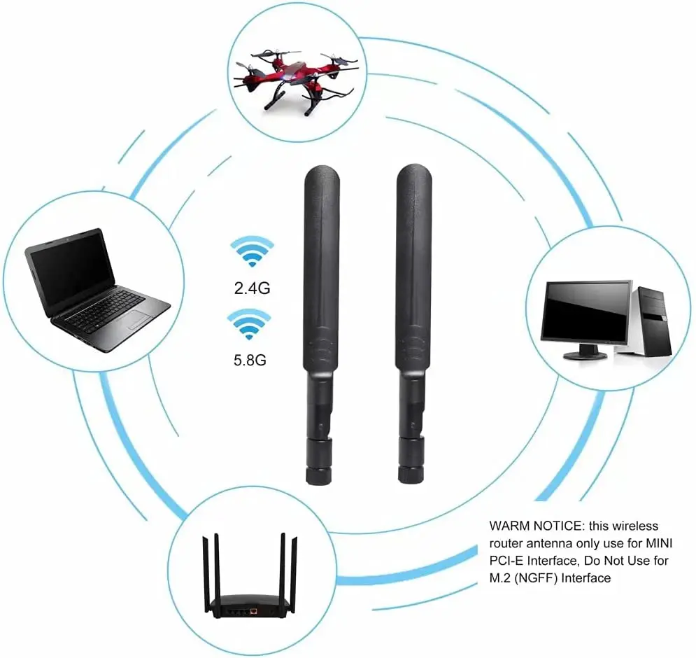 RP SMA Connector communication antenna 2.4GHz 5.8G Wifi antenna Rubber duck Dual Band dipole antenna
