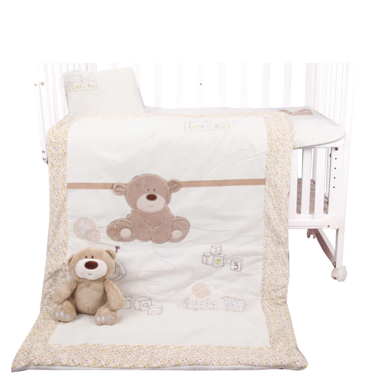 
wholesale style Polyester Cotton baby pillow + quilt + mattress + toy 4 sets baby Bedding Set cartoon comforter for Boy 