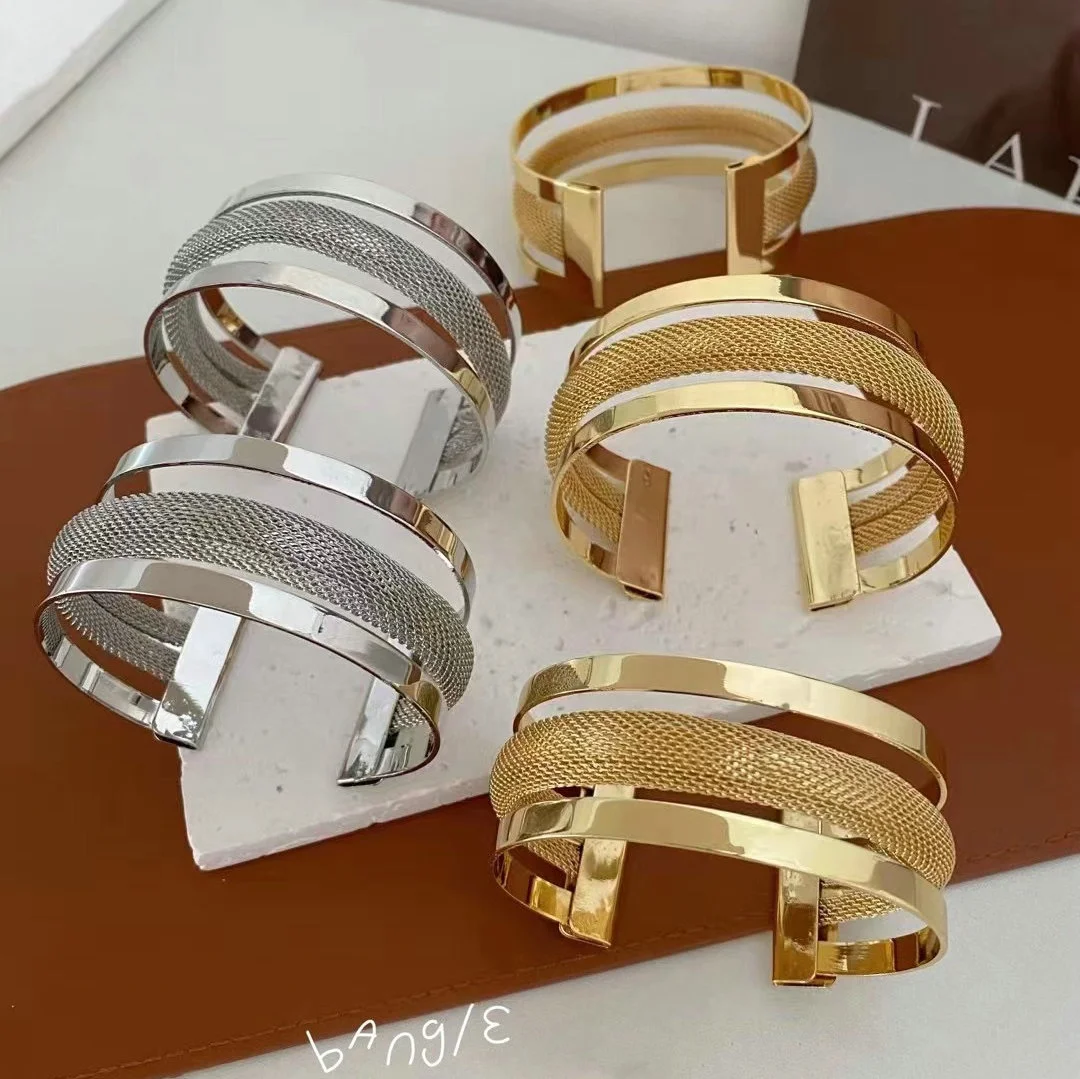 new design copper wide cuff bracelet bangles 18k gold exaggerated chunky bangle fashion jewelry women indian bangles