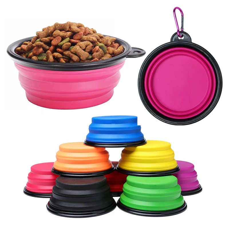 Food Grade Portable Animal Feeders Cat Puppy Drinking Bowl Silicone Collapsible Pet Dog Bowl