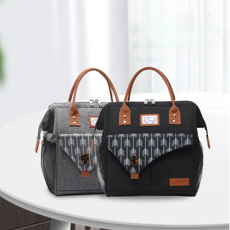 
Amazon ethnic style sunflower portable high-capa ice bag waterproof Oxford lunch bag heat preservation aluminum foil Bento bag 