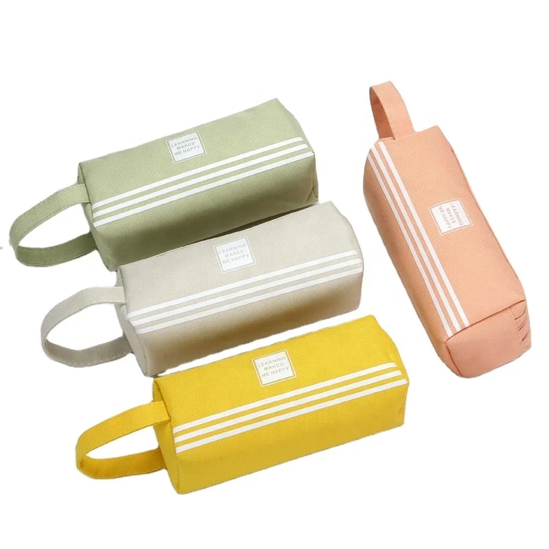 Solid Canvas Pencil Pen Bag Large Capacity Creative Korea Fabric Pencil Case For School plain canvas pencil case