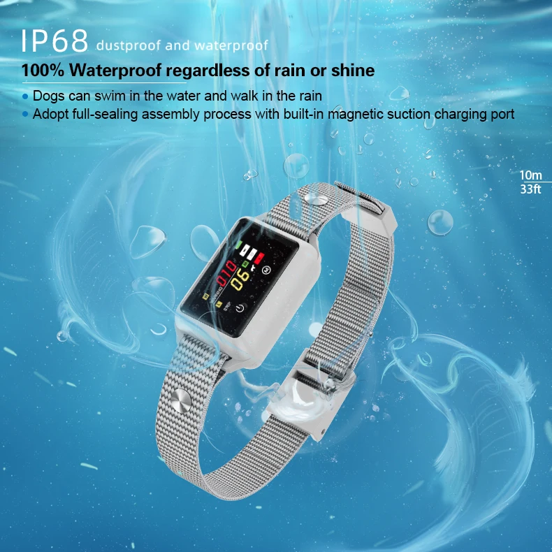 
Amazon Rechargeable IP68 Waterproof Automatic Adjustable Vibration No Shock Dog Anti Bark Collar,Pet No Bark Collar 