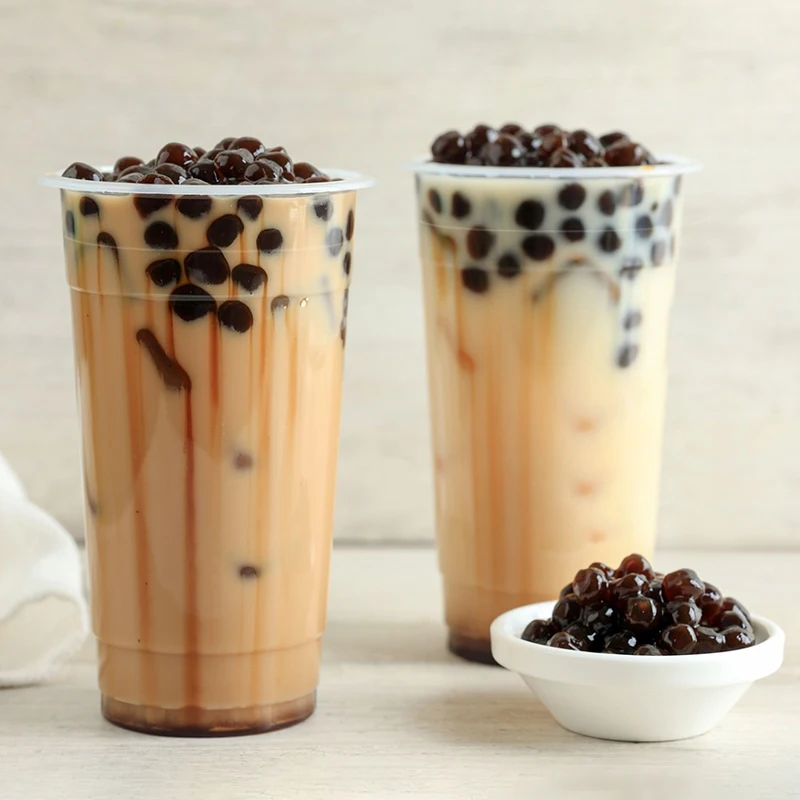 Wholesale Clear PET Plastic Cups with Lids Disposable Cups for Cold Drinks Milkshake Iced Coffee Party