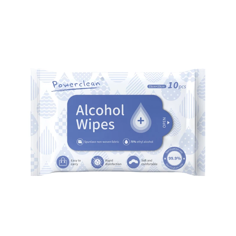 
Powerclean high quality sterilize 75% ethyl alcohol disinfection cleaning tissue towel for daily life 
