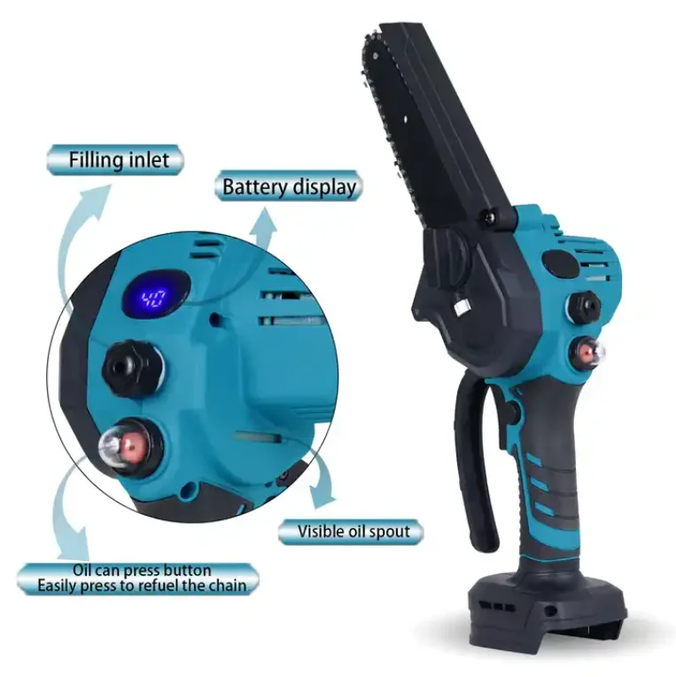 Handheld Portable Garden Saw For Cutting Branches At Home 4/6 Inch Small Brushless 21V Lithium Electric Chainsaw