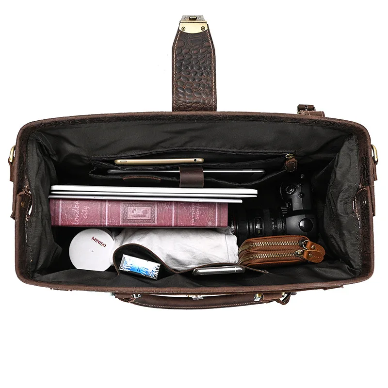 Luxury Genuine Leather Mens Crocodile Weekend Travel Bag Leather Luggage bag