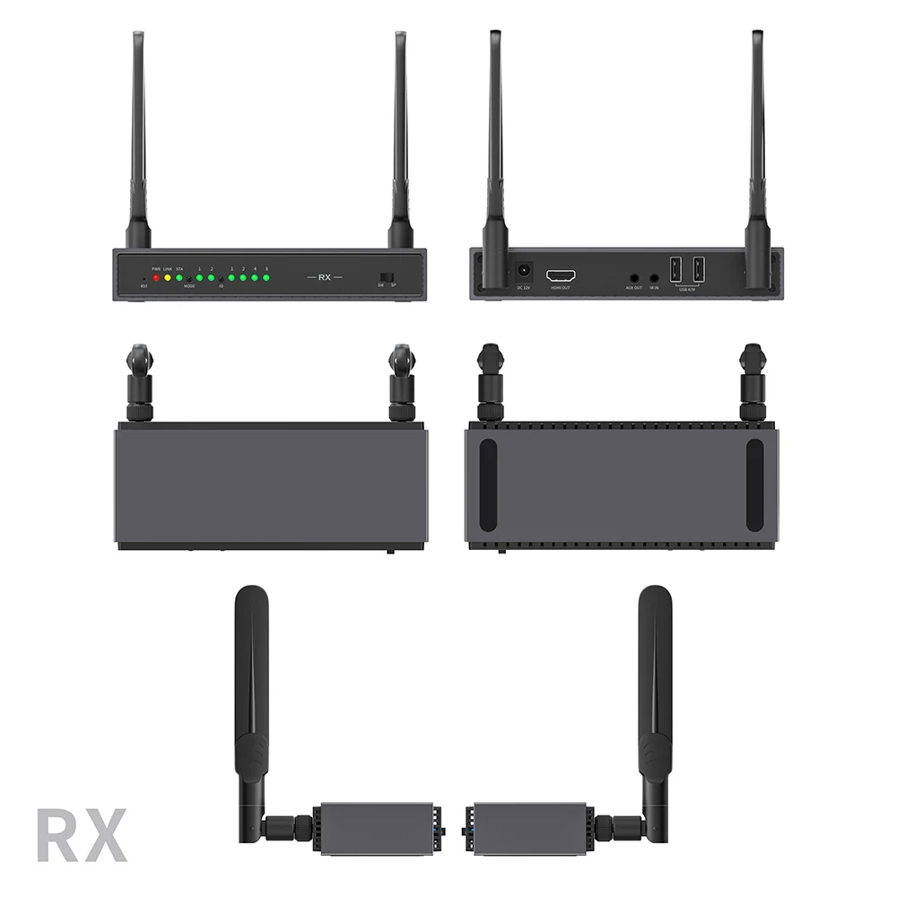 200m MAX 1 Transmitter to 4 Receivers 1x4 OR 8 Transmitters to 1 Receive 8x1 Wireless HDMI Video Extender with KVM and Remote