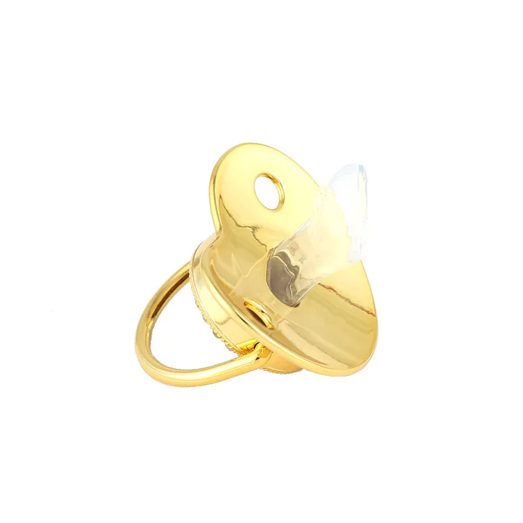 Custom High Quality 26 Letters Diamond Bling Gold  Bpa Free Food Grade Silicone Infant Nipple Pacifier