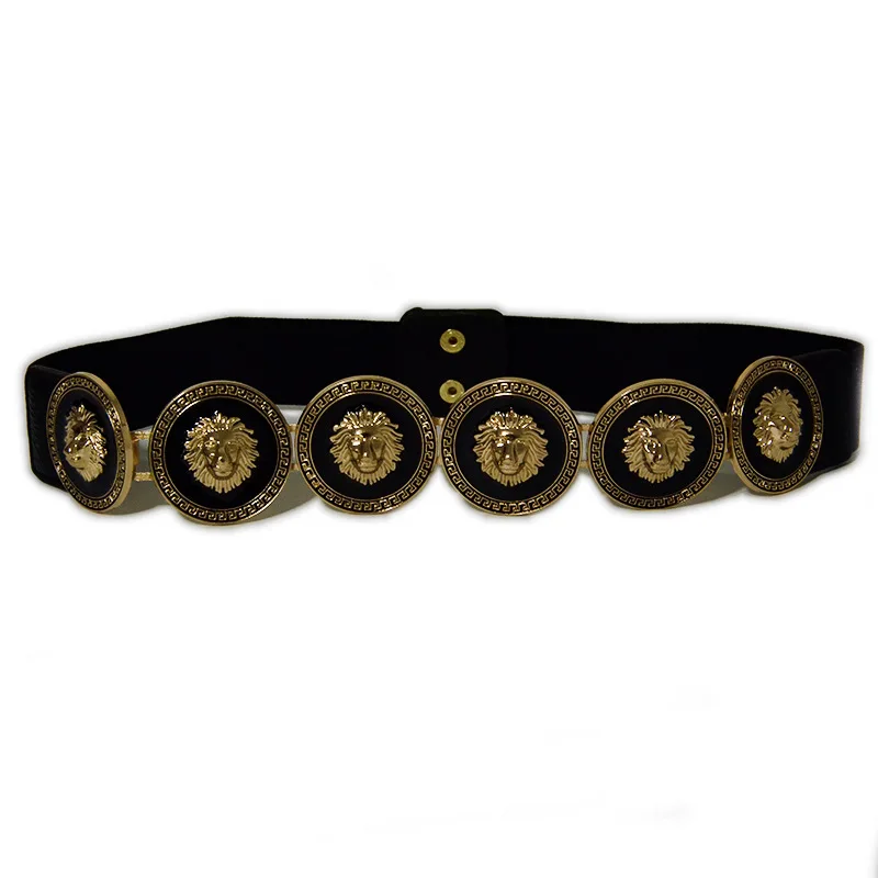 Wholesale Europe Explosion Summer Hottest Gold Plated Engraved Beauty Lion Belt Women Elastic belts
