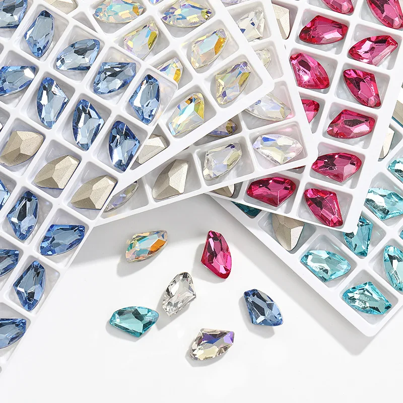 wholesale Diy Glitter 3D Rhinestones AB Pointed Back Shiny Glass Nail Art Decorations Nail Rhinestones 6*10mm