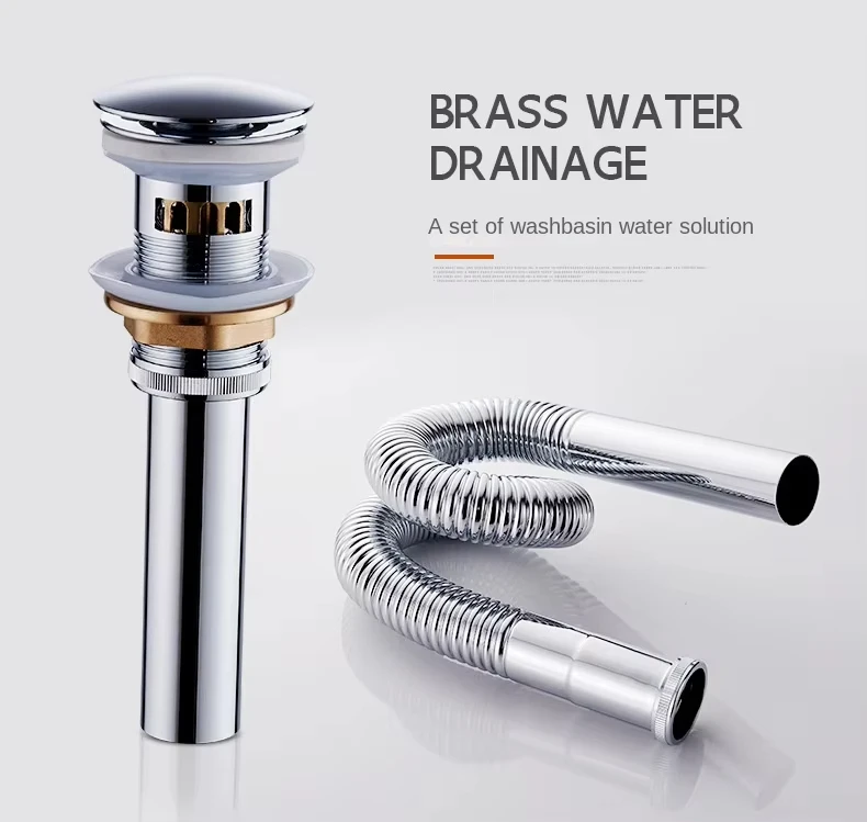 Factory Direct Sale Copper Sink Dish Drainer Chrome Plated Basin Sink Pop Up Waste Drainer