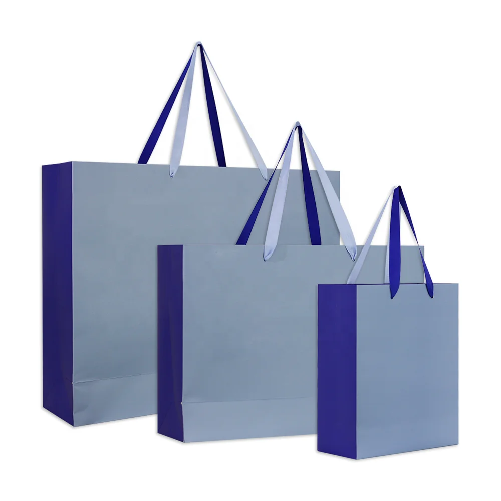 Роскошные синие сумки для свадьбы и дня рождения бумажные подарочные с лентой ручкой подарков покупок