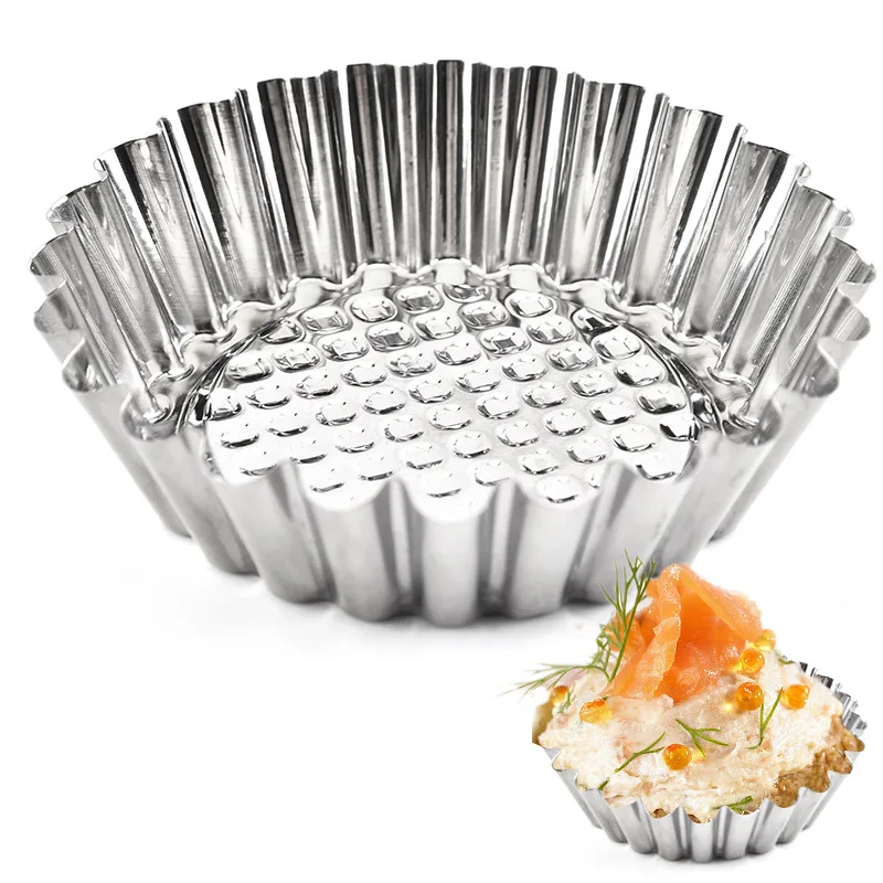 Egg Tart Mold Stainless Steel  Chrysanthemum Round Cake Decorating Tools Baking Tool
