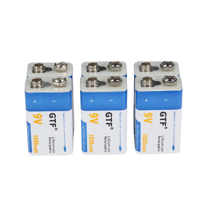 9V 1000mAh lithium ion rechargeable battery USB battery 9V lithium ion battery
