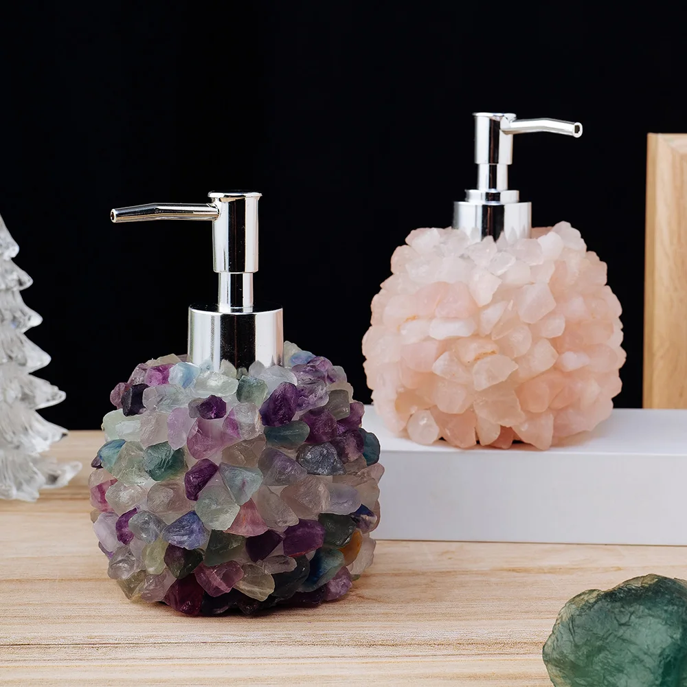 Wholesale Custom Raw Quartz Empty Bottle Crystal Craft Crystal Empty Amethyst Dispenser Bathroom Decorative