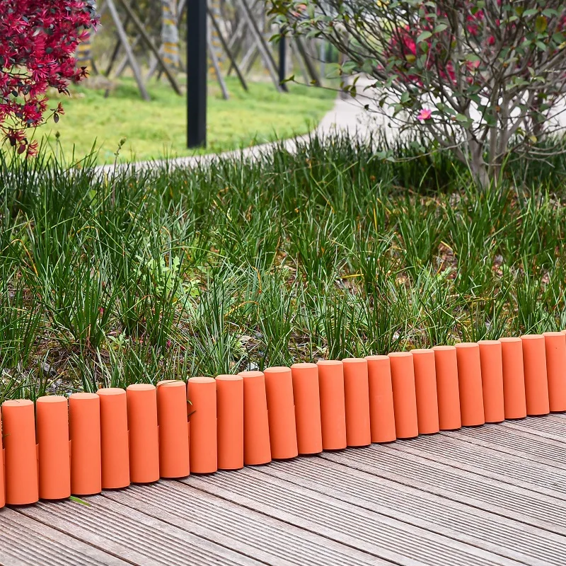 Garden Fence Small Plastic 8 Packs One Set Yard Edging Border For Outdoor Adjustable Terracotta Color Factory Direct Cheap Price