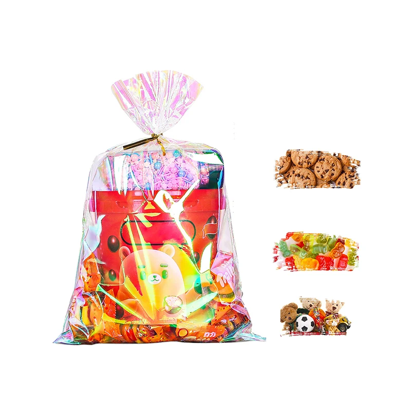 Wholesale Laser Transparent Candy Biscuits Snacks Lipstick Soap Other Small Items Gift Storage Packing Cello Cellophane Bags