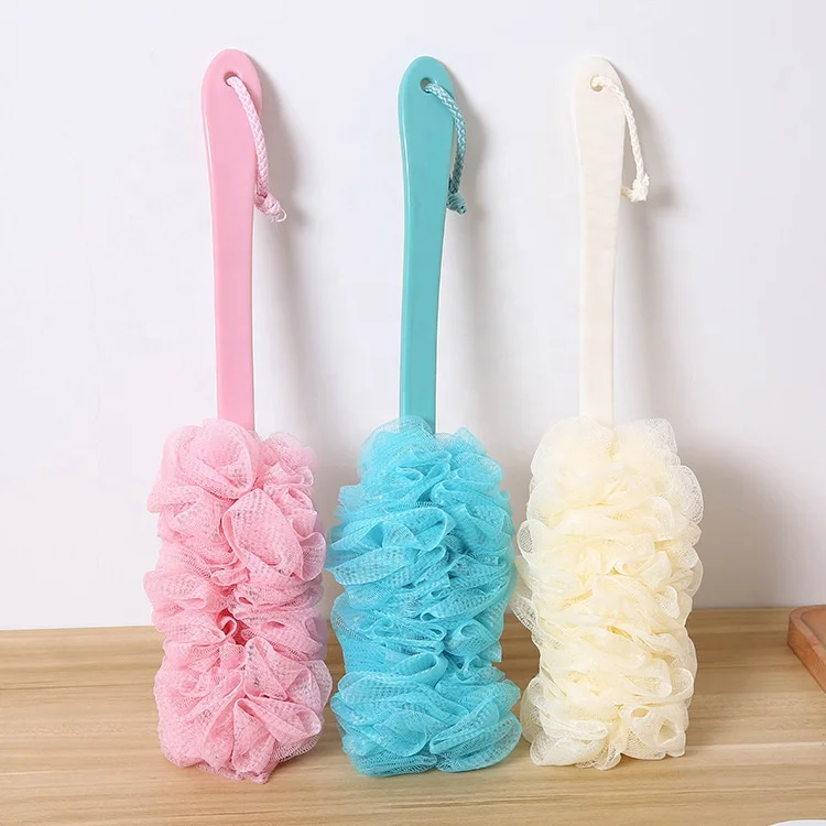 Wholesale Long Handle PE Mesh Loofah Shower Scrubber Exfoliating Luffa Back Bath Body Brush