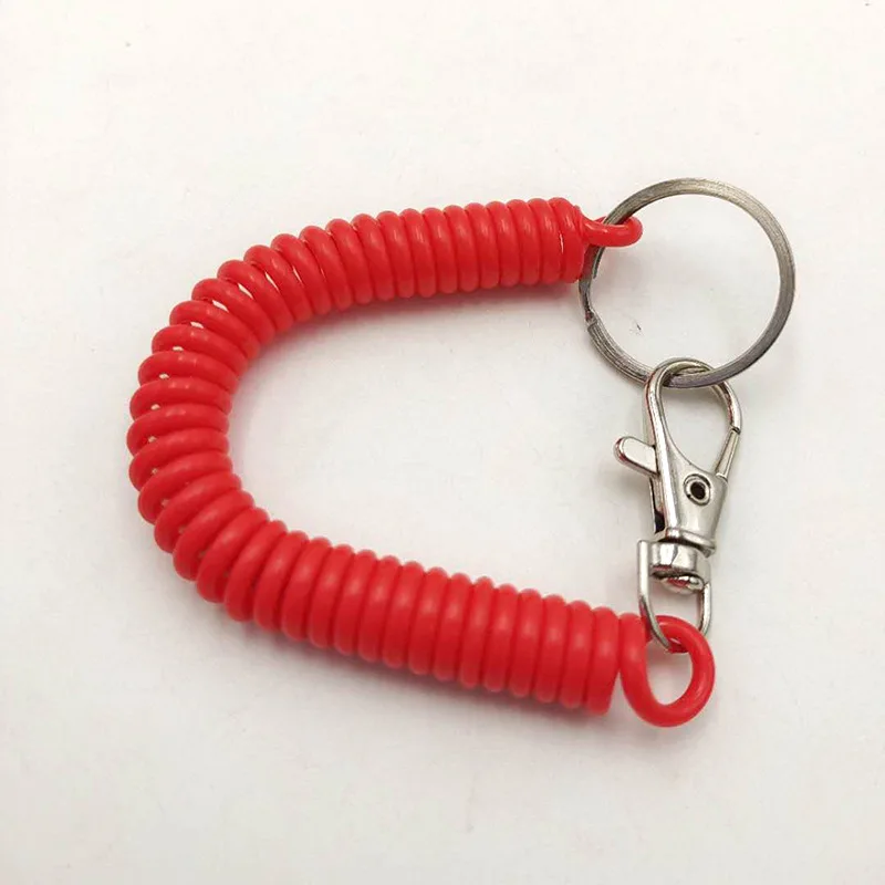 Spiral Elastic Spring Rope Keychain Key Ring Metal Carabiner For Outdoor Anti-lost Phone Spring Key Cord Clasp Hook