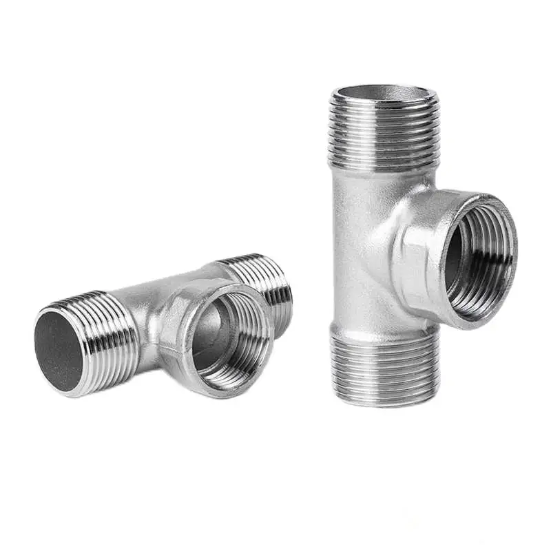 304 stainless steel tee water pipe joint outside and inside wire tee 46 minutes 1 inch direct through thread fittings