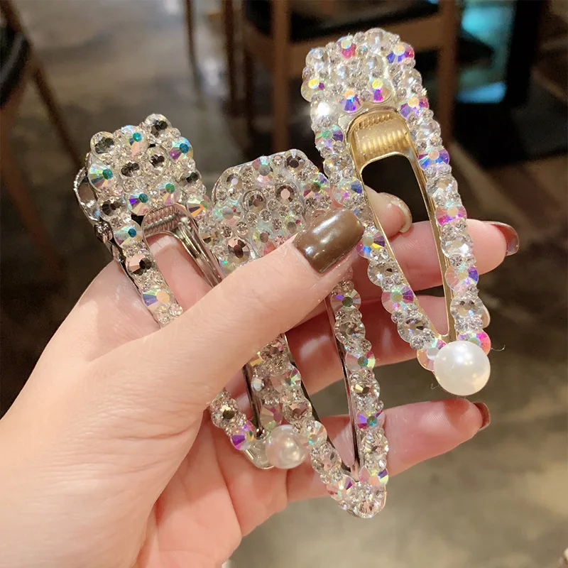 
 Новые корейские аксессуары для волос Ins, новый дизайн, заколки для волос с кристаллами и жемчугом, женские элегантные модные красивые заколки из клюва  