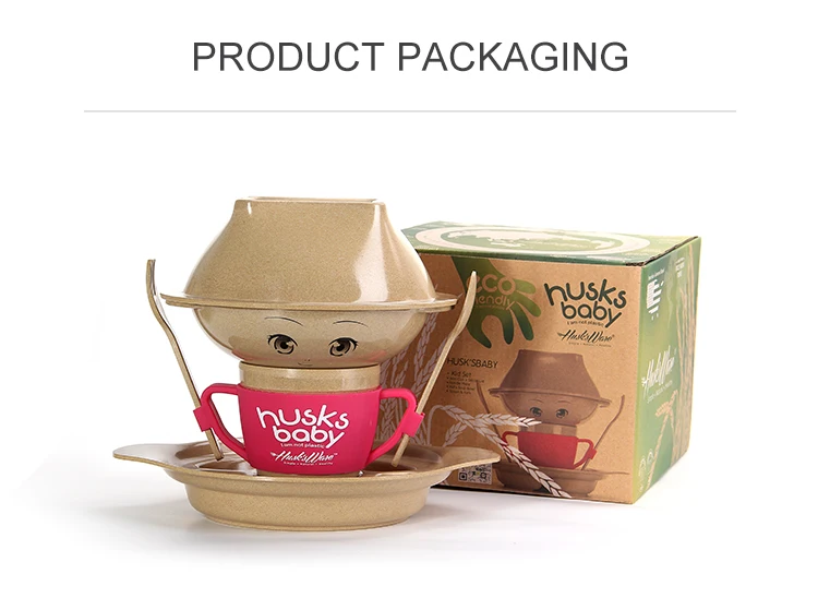 Biodegradable bamboo fiber plate bowl cup fork spoon kids cutlery dinnerware sets for children Bamboo Fiber