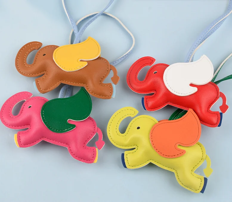 Fashion PU Leather Cute Animal Elephant Bag charm For Women Handbag Pendant Mini Luxury Leather bag charms