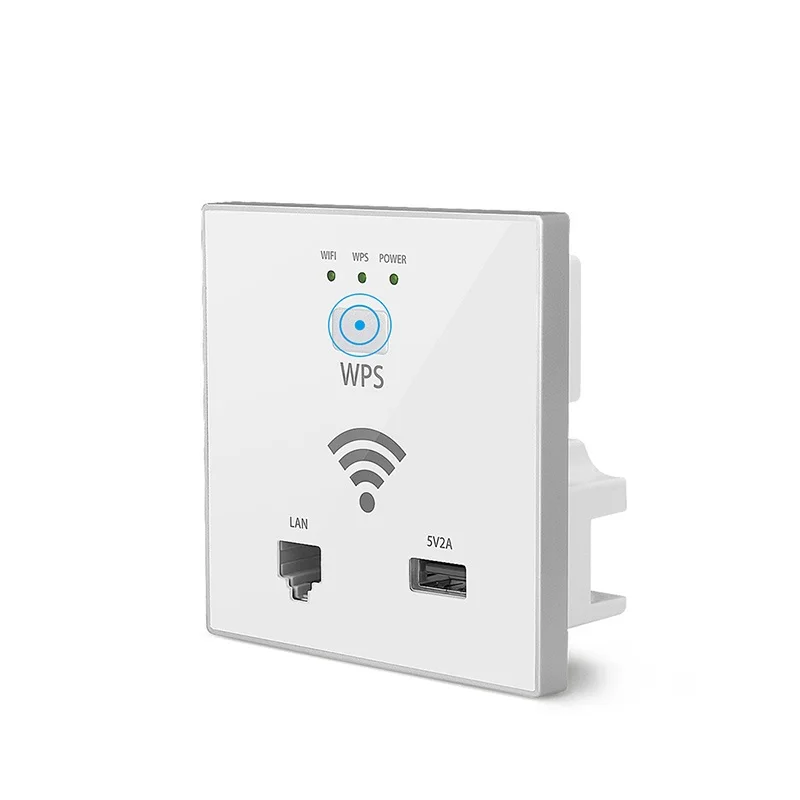 300M WPS Encryption in-Wall Wireless WiFi Router USB-Charging Socket Wall Mount Wi-Fi AP Router