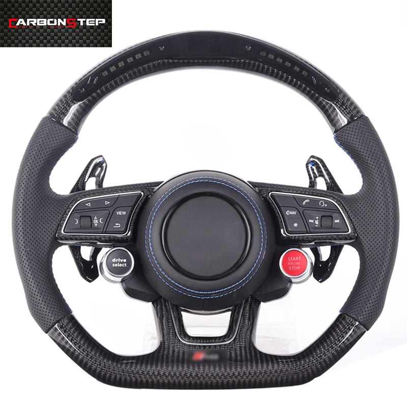 Лидер продаж, рулевое колесо из углеродного волокна с кожаным светодиодом для Audi RS