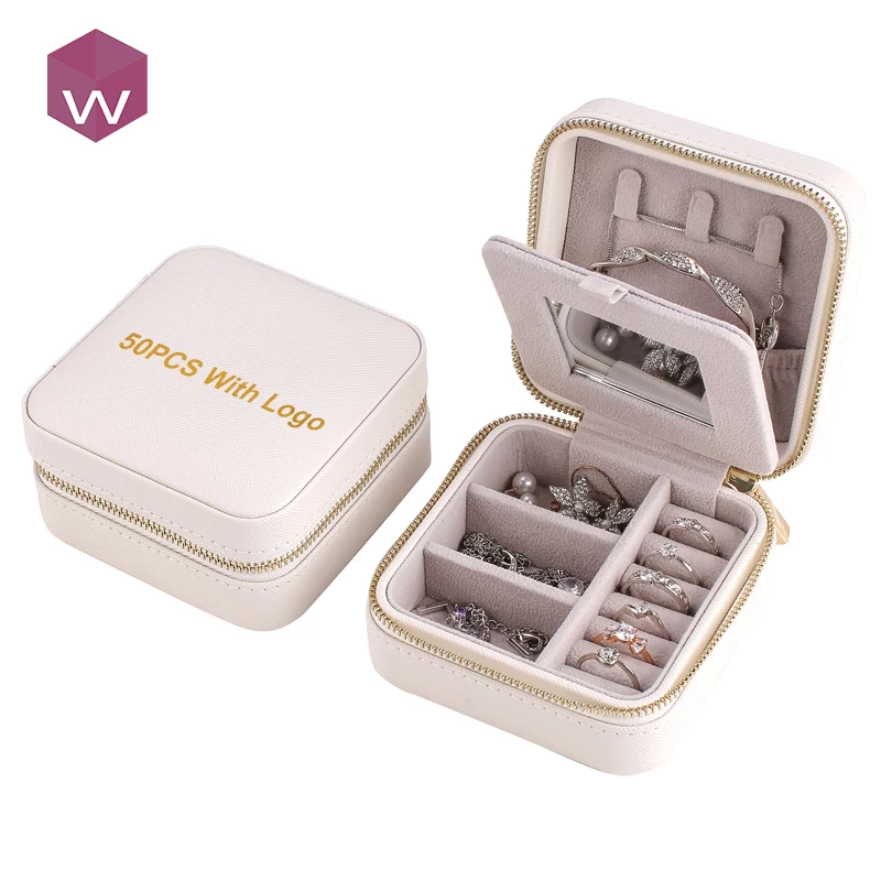 Hot Selling Ring Earring Necklace PU Leather Portable Jewellery Box Packaging Gift Boxes Travel Jewelry Case For Women