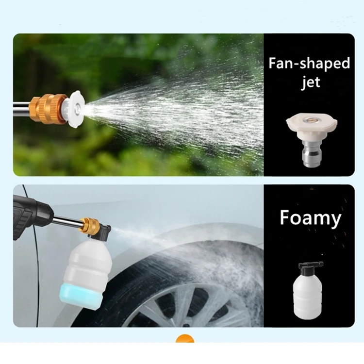 Removable 12000mAh Lithium Battery Brass Nozzle Water Spray Gun Jet Foam Car Wash High Pressure Car Washer Portable