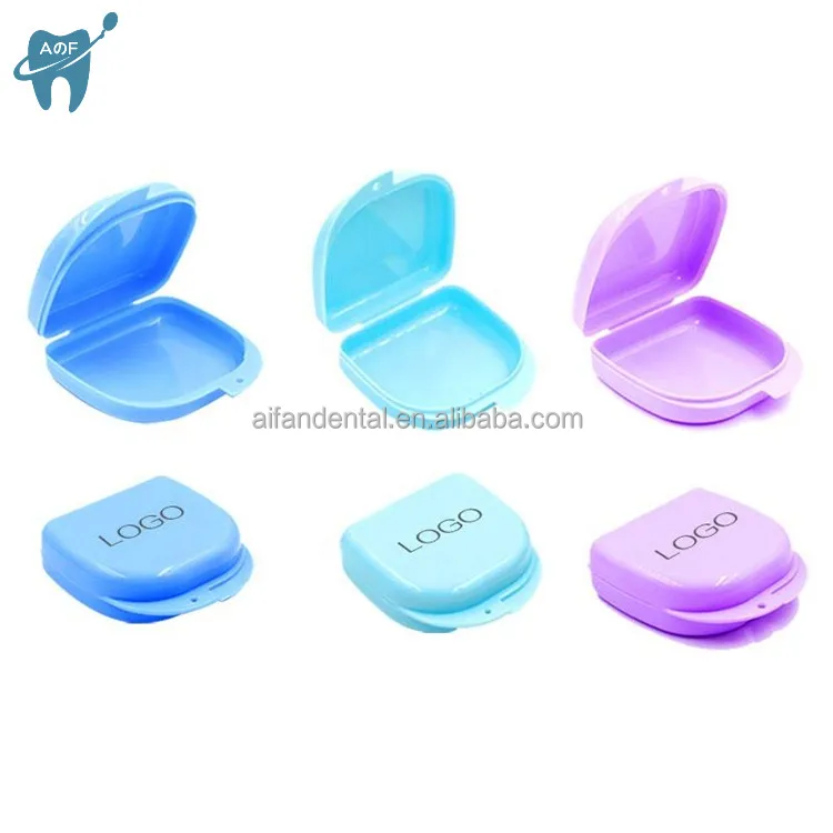 Изготовленным на заказ логосом Ортодонтические брекеты чехол Красочные Mouthguard фиксатор Ортодонтическая щеточка для протезирования коробка