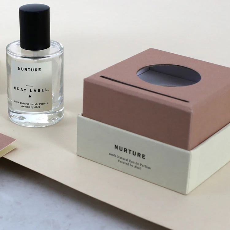 Customized Logo cover and tray paper box Paperboard 30ml 50ml 100ml empty Round Bottle Perfume Box Packaging