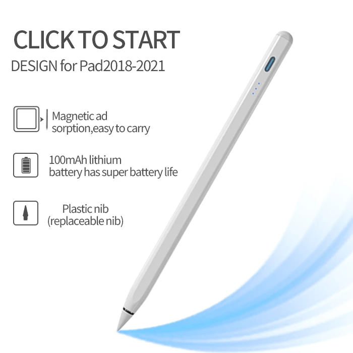 white Active Stylus Pen with Palm Rejection Screen Touch Pen for Apple iPad Pencil