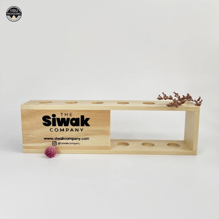 Wooden Test Tube Storage Rack with 6 Holes Chemical Experiment Stand Holder